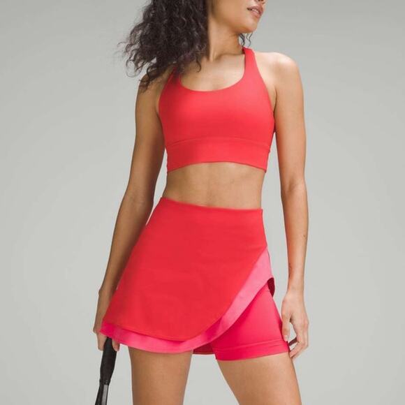 Lululemon Dresses & Skirts - Lululemon Asymmetrical Layered High-Rise Tennis Skirt Red Pink Golf Pickleball
